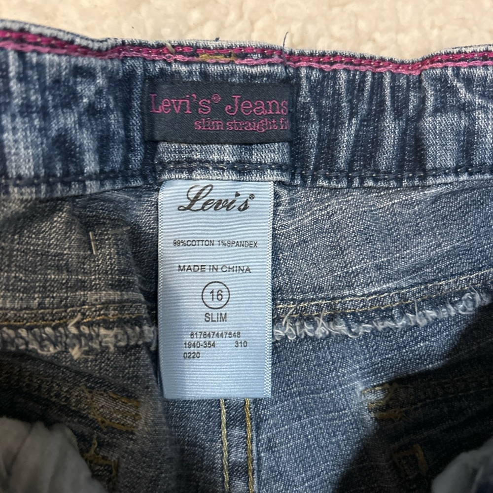 Levi’s Girls Size 16 Slim Straight Jeans Stretch Adjustable Waist